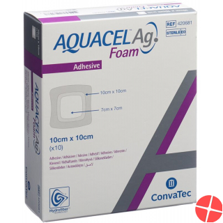 Aquacel Ag Foam 10x10cm Adhesive 10 Stück