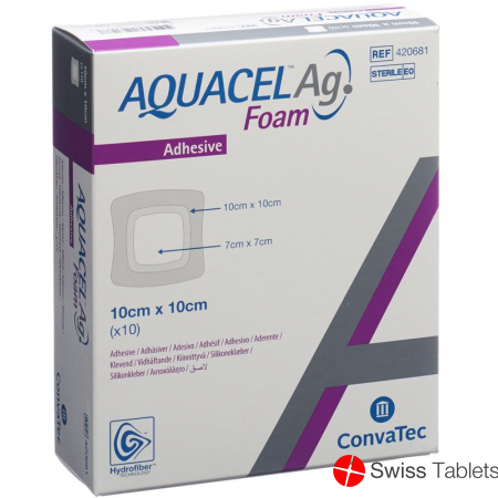 Aquacel Ag Foam 10x10cm Adhesive 10 Stück buy online