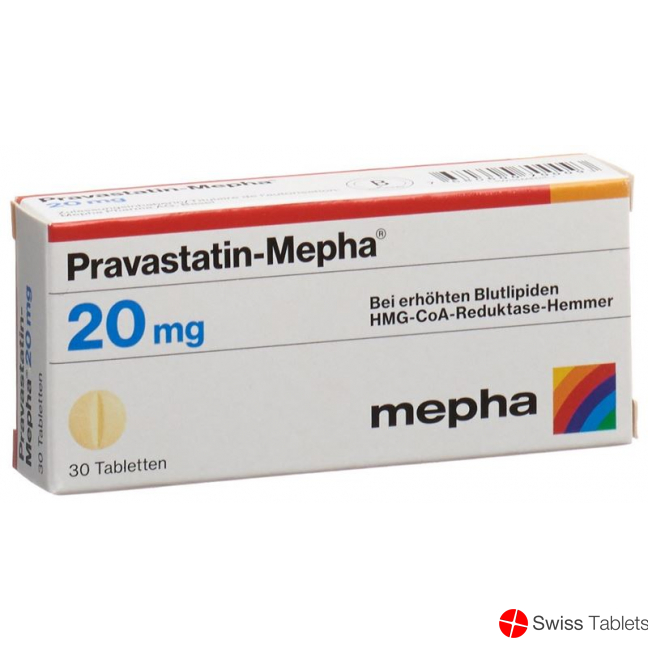 Pravastatin 20 mg tablets Mepha 30 pcs