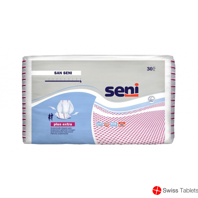 San Seni Plus Extra anatomical incontinence pad breathable 30 pcs