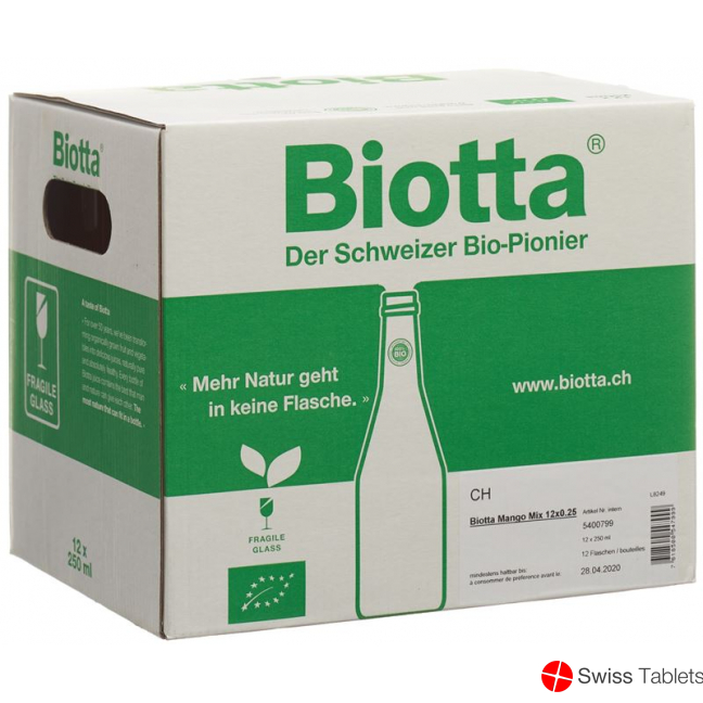 Biotta Mango Mix Organic 12 bottles 250 ml buy online