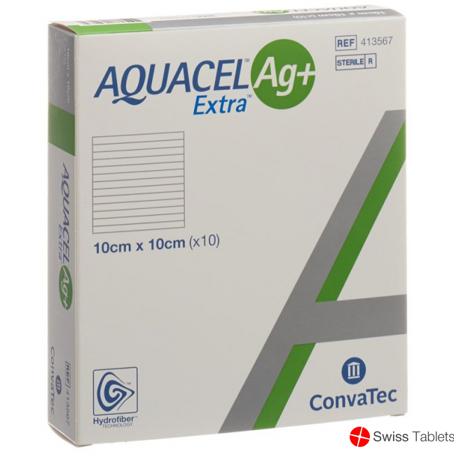 AQUACEL Ag + Extra compress 10x10cm 10 pcs
