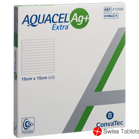 AQUACEL Ag + Extra compress 15x15cm 5 pcs