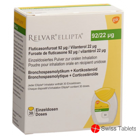 Relvar Ellipta Inh PLV 92mcg / 22mcg 30 Dos