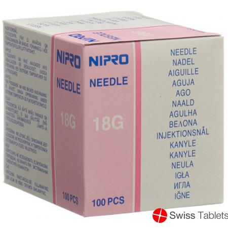 Nipro disposable needles 1.2x40mm 18Gx1 1/2 pink 100 pcs