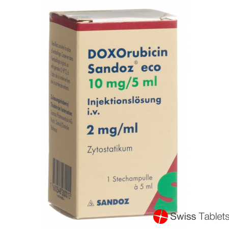 Doxorubicin Sandoz eco Inj Lös 10 mg / 5 ml 5 ml