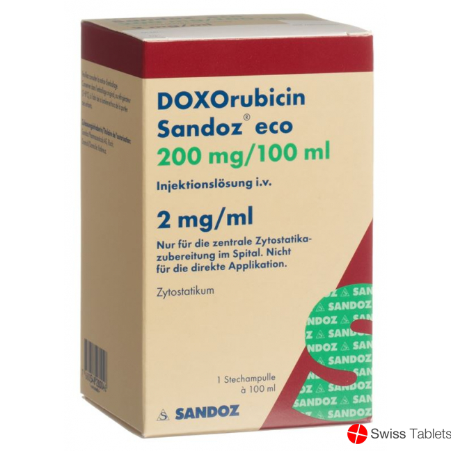 Doxorubicin Sandoz eco Inj Lös 200 mg / 100 ml 100 ml
