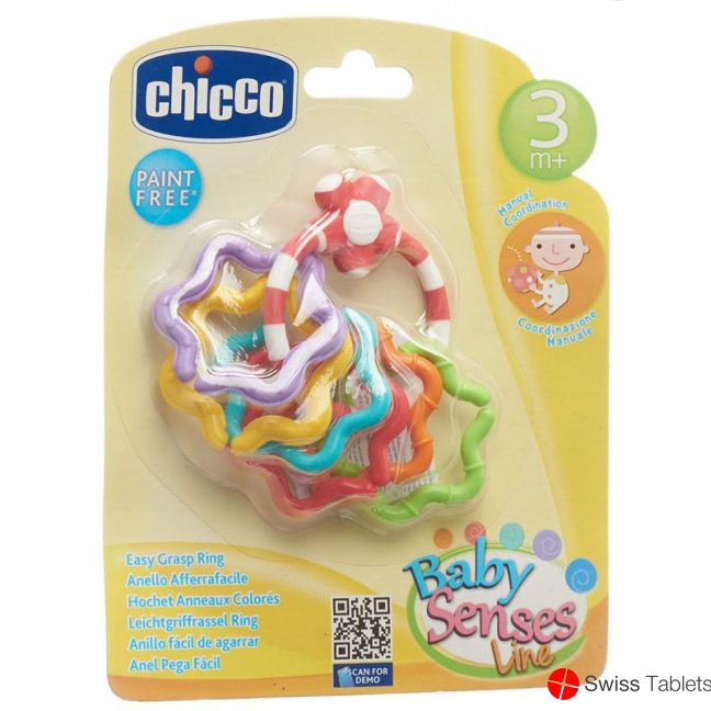 Chicco Easy grip rattle colorful rings 3M +