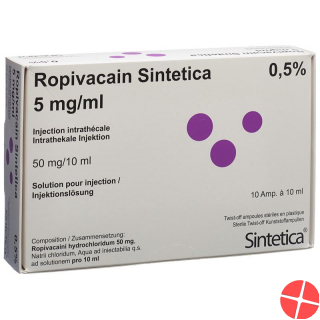 Ropivacaine Sintetica Inj Lös 5 mg / ml 10 ml ampoules 10 pcs