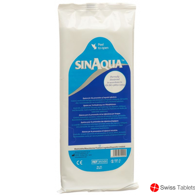 SINAQUA pre-moistened washcloth Btl 12 pcs