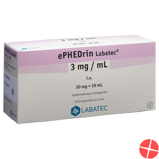 Ephedrine Labatec Inj Lös 30 mg / 10 ml 10 ml 10 Fertspr