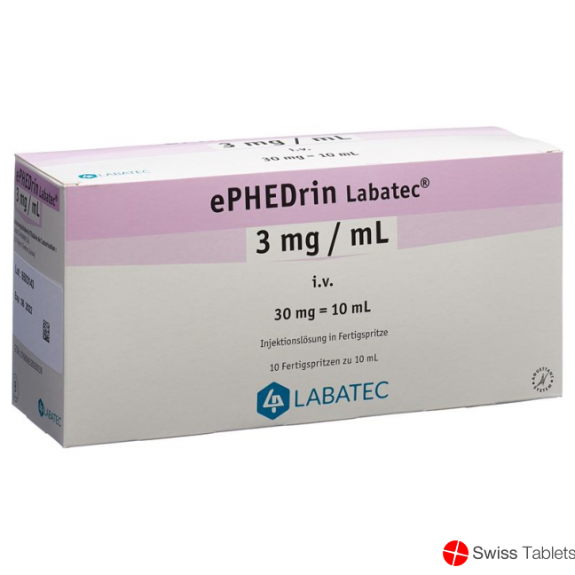 Ephedrine Labatec Inj Lös 30 mg / 10 ml 10 ml 10 Fertspr