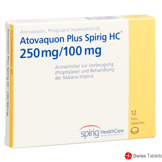 Atovaquone plus Spirig HC Filmtabl 250 / 100mg 12 pieces