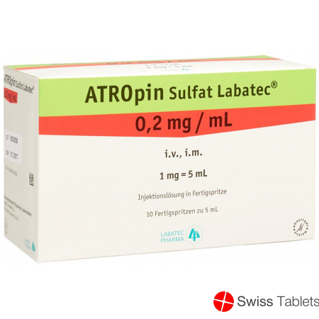 Atropine sulfate Labatec Inj Lös 1 mg / 5 ml 10 ml 5 Fertspr