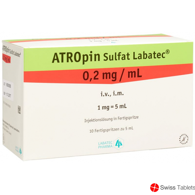 Atropine sulfate Labatec Inj Lös 1 mg / 5 ml 10 ml 5 Fertspr