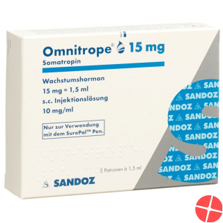 Omnitrope cartridge for SurePal Inj Lös 15 mg / 1.5ml 5 pcs