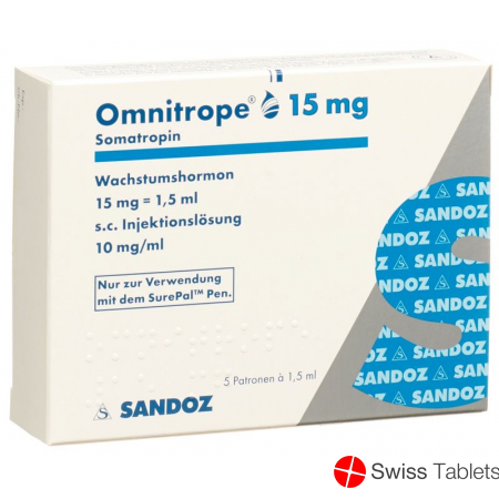 Omnitrope cartridge for SurePal Inj Lös 15 mg / 1.5ml 5 pcs