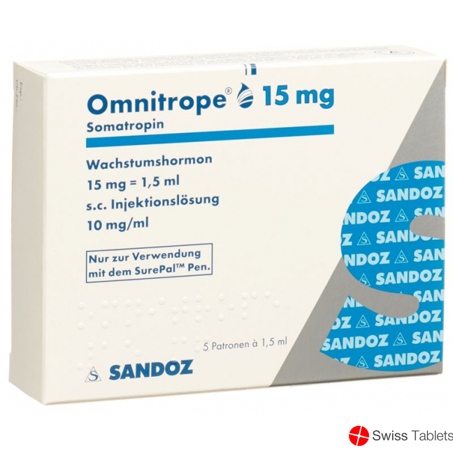 Omnitrope cartridge for SurePal Inj Lös 15 mg / 1.5ml 5 pcs