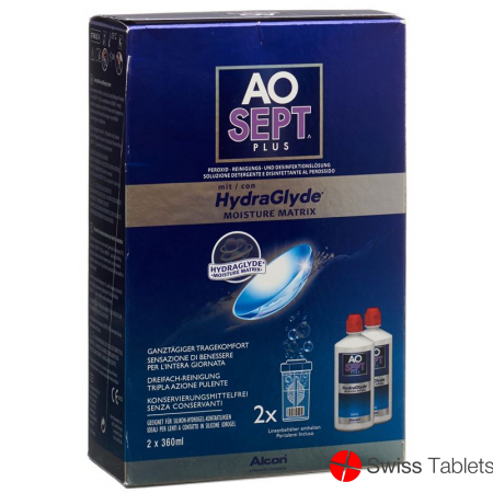 Aosept Plus HydraGlyde with 2 x 360 ml