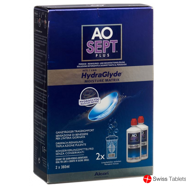 Aosept Plus HydraGlyde with 2 x 360 ml