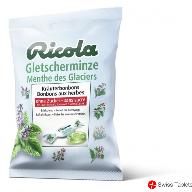 Ricola glacier mint candy without sugar bag 125 g
