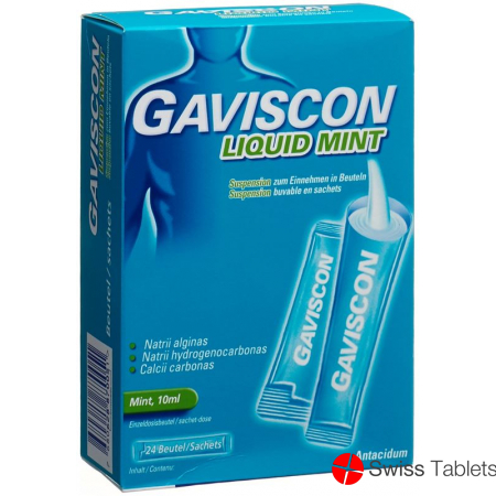 Gaviscon Liquid mint Susp in bags 24 Btl 10 ml