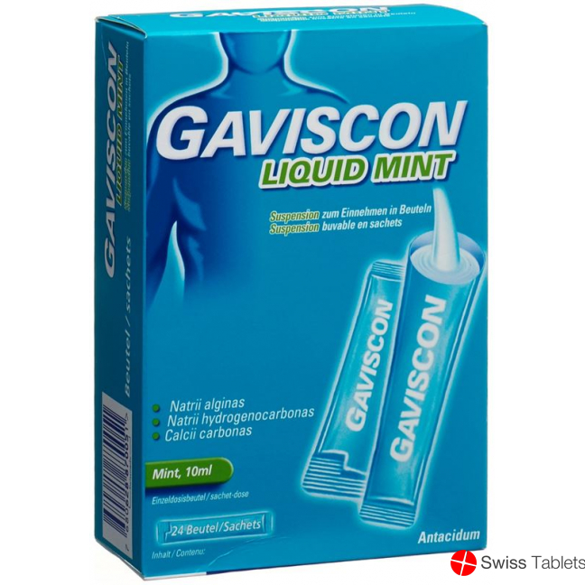 Gaviscon Liquid mint Susp in bags 24 Btl 10 ml