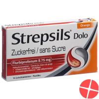 Strepsils Dolo Lutschtabl sugar-free orange-flavored 16 pcs