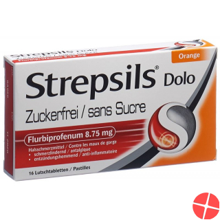 Strepsils Dolo Lutschtabl sugar-free orange-flavored 16 pcs