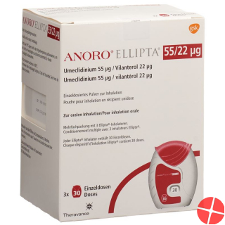 Anoro Ellipta Inh PLV 55 mcg / 22 mcg 3 x 30 Dos
