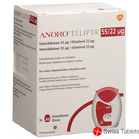 Anoro Ellipta Inh PLV 55 mcg / 22 mcg 3 x 30 Dos