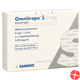 Omnitrope cartridge for SurePal Inj Lös 5 mg / 1.5ml 5 pcs