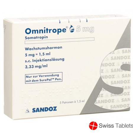 Omnitrope cartridge for SurePal Inj Lös 5 mg / 1.5ml 5 pcs