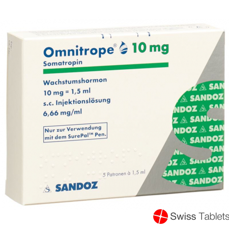 Omnitrope cartridge for SurePal Inj Lös 10 mg / 1.5ml 5 pcs