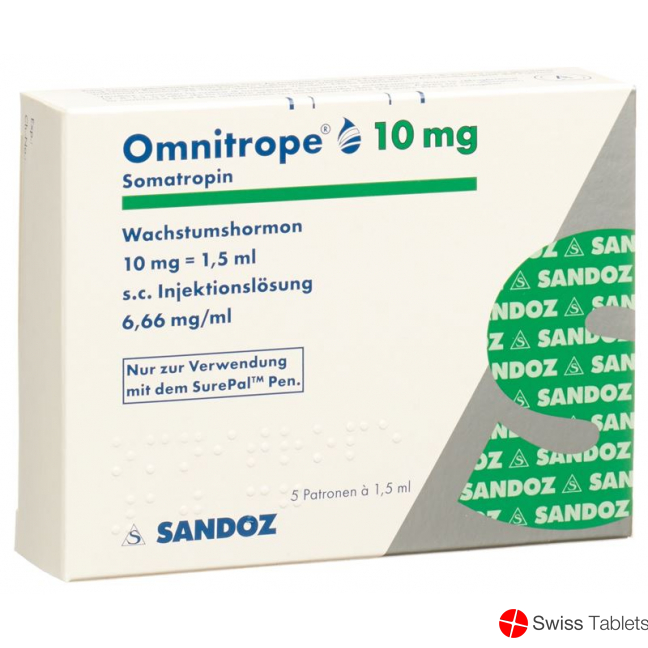Omnitrope cartridge for SurePal Inj Lös 10 mg / 1.5ml 5 pcs