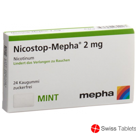 Nico stop Mepha gum 2 mg mint 24 pcs