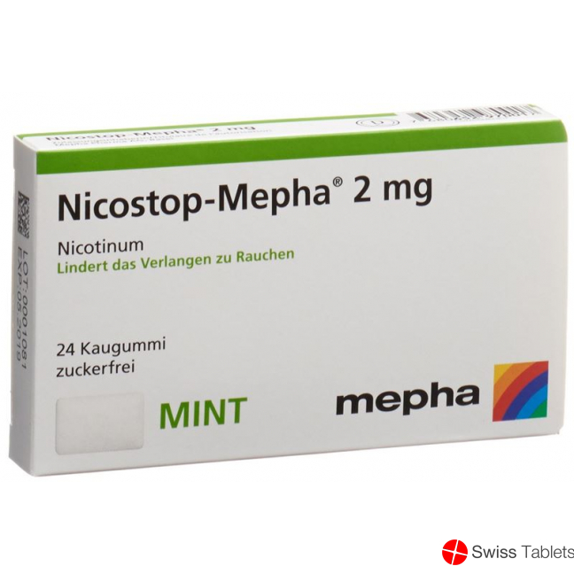 Nico stop Mepha gum 2 mg mint 24 pcs