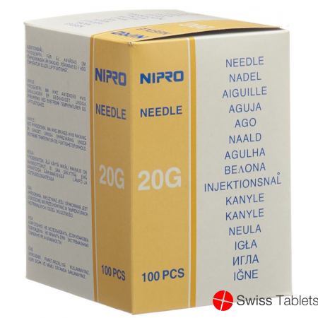 Nipro disposable needles 0.9x70mm 20Gx2 3/4 yellow 100 pcs