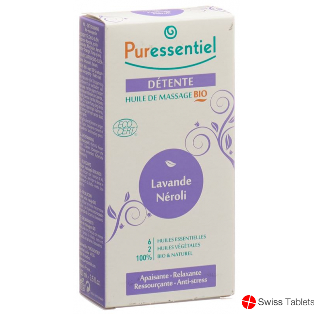 Puressentiel 100 ml relaxing lavender neroli massage oil bio