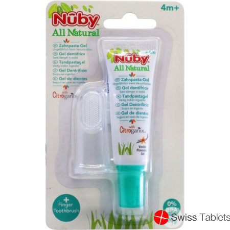 Nuby All Naturals finger toothbrush and toothpaste 20g