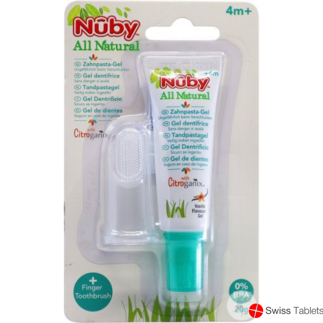 Nuby All Naturals finger toothbrush and toothpaste 20g