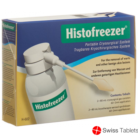 Histofreezer for warts and benign skin lesions small 2mm with 60 applicators 2 x 80 ml