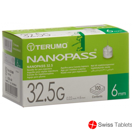 Terumo pen needle NANO PASS 32.5g 0.22x6mm cannula for injection pen 100 pcs