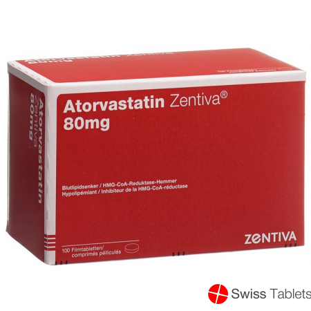 Atorvastatin 80 mg Zentiva Filmtabl 100 pcs