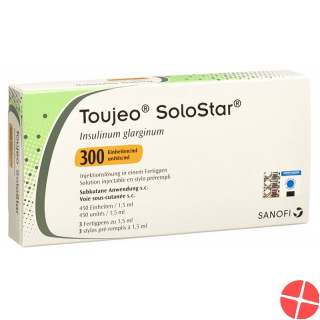 Toujeo SoloStar Inj Loes 300 U / ml Pen 3 x 1.5 ml