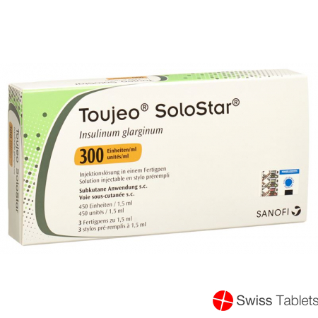 Toujeo SoloStar Inj Loes 300 U / ml Pen 3 x 1.5 ml