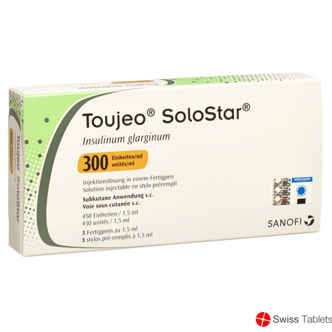 Toujeo SoloStar Inj Loes 300 U / ml Pen 3 x 1.5 ml