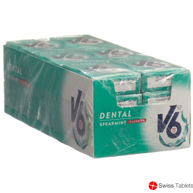 V6 Dental Care Gum Spearmint + 24 fluorides Box