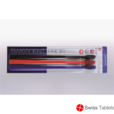 Swissdent Colors Toothbrush Trio black red blue soft-medium