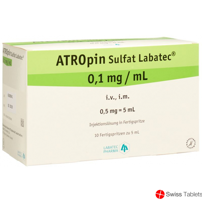 Atropine sulfate Labatec Inj Lös 0.5 mg / 5 ml 10 ml 5 Fertspr Atropine sulfate Labatec Inj Lös 0.5 mg / 5 ml 10 ml 5 Fertspr